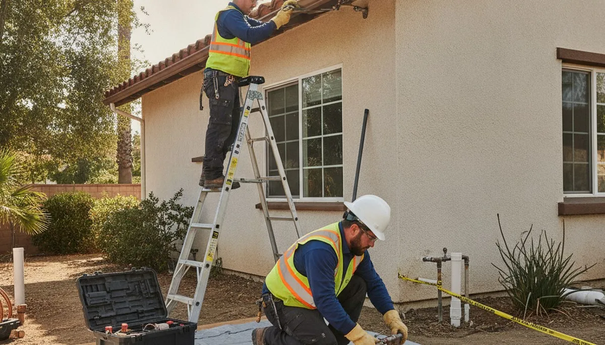 Plumber repairing a pipe in La Jolla, CA for plumbing repair service