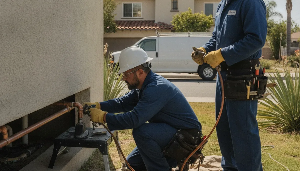 Plumber repairing pipe leak in La Jolla, CA for reliable plumbing service