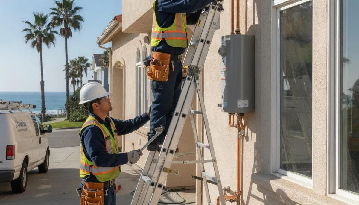 La Jolla, CA plumber repairing a sink leak for a plumbing repair service